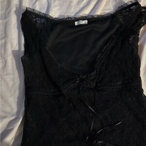 Ardene Black Ruffle Trim Top